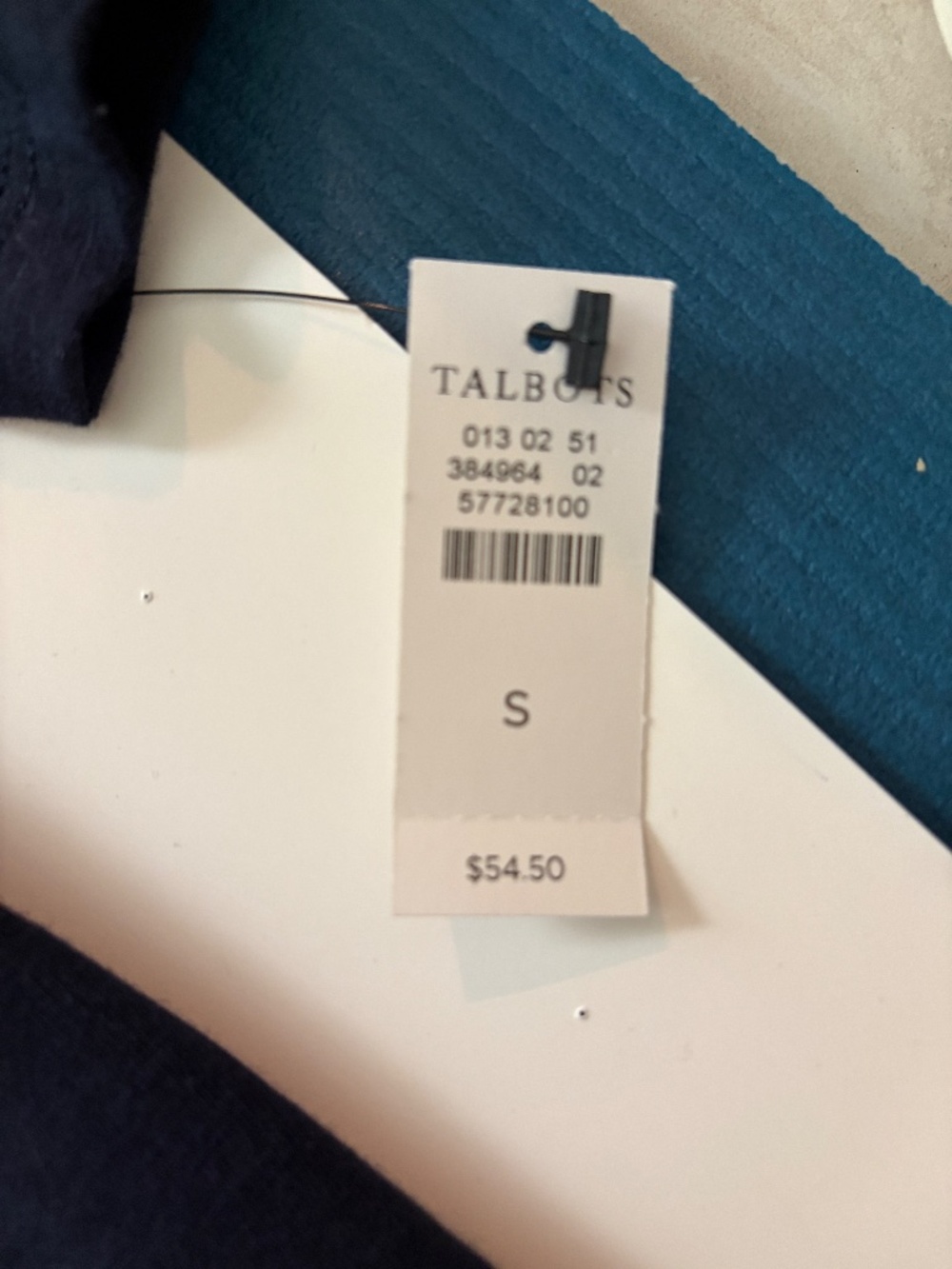 Talbots Ruched Cuff Crewneck T-Shirt Navy Blue - Picture 6 of 8